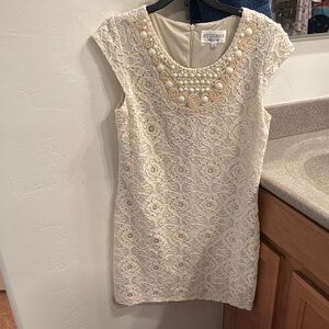 Studio I Ivory Lace Dress with Beaded Details